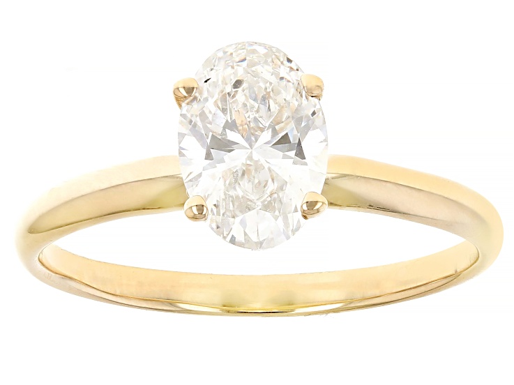 14k Yellow Gold 1.10ct Oval White IGI Certified Lab-Grown Diamond Solitaire Ring F/VS1