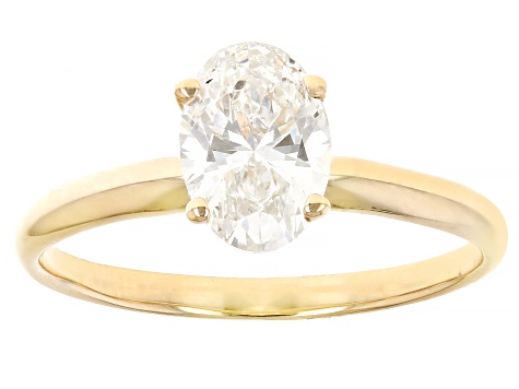14k Yellow Gold 1.10ct Oval White IGI Certified Lab-Grown Diamond Solitaire Ring F/VS1