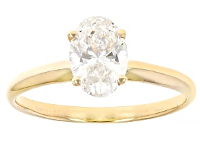 14k Yellow Gold 1.10ct Oval White IGI Certified Lab-Grown Diamond Solitaire Ring F/VS1