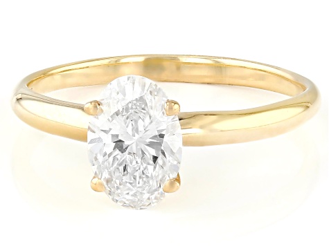 14k Yellow Gold 1.10ct Oval White IGI Certified Lab-Grown Diamond Solitaire Ring F/VS1
