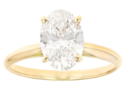 14k Yellow Gold 2.00ct Oval White IGI Certified Lab-Grown Diamond Solitaire Ring F/VS1