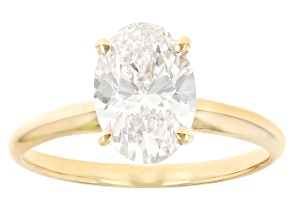 14k Yellow Gold 2.00ct Oval White IGI Certified Lab-Grown Diamond Solitaire Ring F/VS1