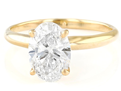 14k Yellow Gold 2.00ct Oval White IGI Certified Lab-Grown Diamond Solitaire Ring F/VS1