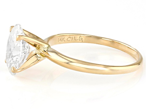14k Yellow Gold 2.00ct Oval White IGI Certified Lab-Grown Diamond Solitaire Ring F/VS1