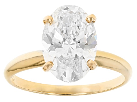 14k Yellow Gold 3.00ct Oval White IGI Certified Lab-Grown Diamond Solitaire Ring F/VS1