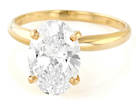 14k Yellow Gold 3.00ct Oval White IGI Certified Lab-Grown Diamond Solitaire Ring F/VS1