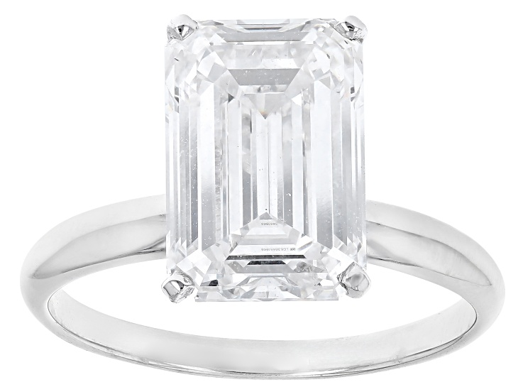 14k White Gold 4.00ct Emerald Cut White IGI Certified Lab-Grown Diamond Solitaire Ring F/VS1