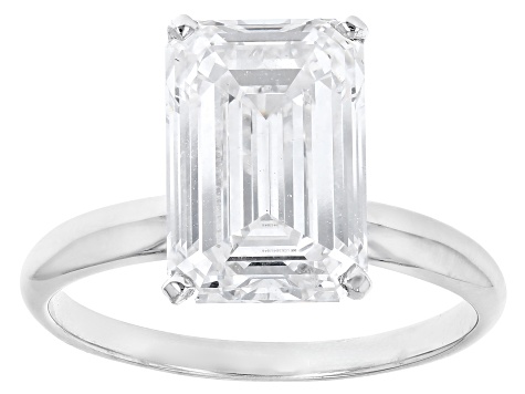 14k White Gold 4.00ct Emerald Cut White IGI Certified Lab-Grown Diamond Solitaire Ring F/VS1