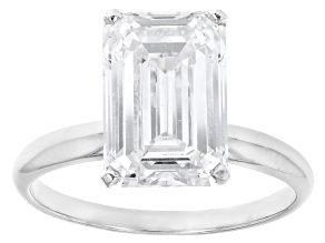 14k White Gold 4.00ct Emerald Cut White IGI Certified Lab-Grown Diamond Solitaire Ring F/VS1