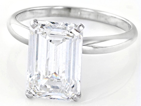 14k White Gold 4.00ct Emerald Cut White IGI Certified Lab-Grown Diamond Solitaire Ring F/VS1