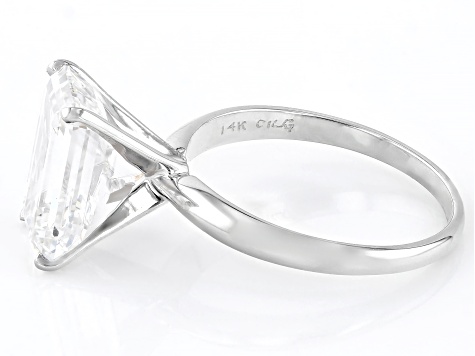 14k White Gold 4.00ct Emerald Cut White IGI Certified Lab-Grown Diamond Solitaire Ring F/VS1