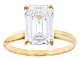 14k Yellow Gold 4.00ct Emerald Cut White IGI Certified Lab-Grown Diamond Solitaire Ring F/VS1