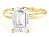 14k Yellow Gold 4.00ct Emerald Cut White IGI Certified Lab-Grown Diamond Solitaire Ring F/VS1