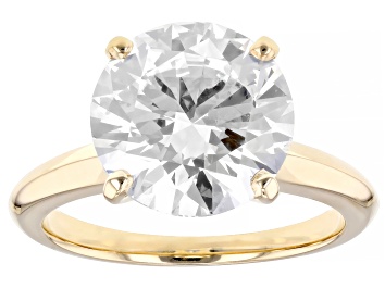 Picture of Certified Round White Lab-Grown Diamond F VS1 14K Yellow Gold Solitaire Ring 5.00ct