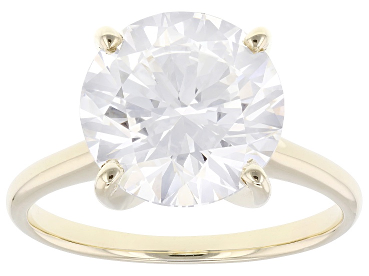 Certified Round White Lab-Grown Diamond F VS1 14K Yellow Gold Solitaire Ring 5.00ct