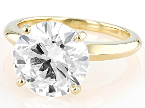 14k Yellow Gold Round White IGI Certified Lab-Grown Diamond Solitaire Ring 5.00ct F/VS1