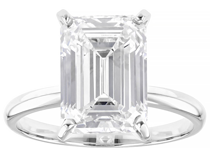 14k White Gold Emerald Cut White IGI Certified Lab-Grown Diamond Solitaire Ring 5.00ct F/VS1