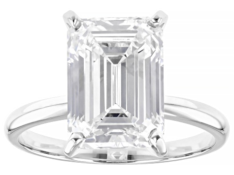 14k White Gold Emerald Cut White IGI Certified Lab-Grown Diamond Solitaire Ring 5.00ct F/VS1
