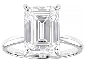 14k White Gold Emerald Cut White IGI Certified Lab-Grown Diamond Solitaire Ring 5.00ct F/VS1