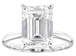 14k White Gold Emerald Cut White IGI Certified Lab-Grown Diamond Solitaire Ring 5.00ct F/VS1