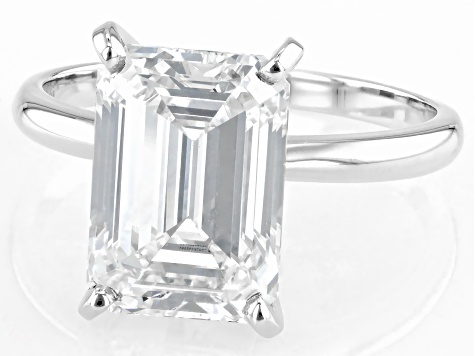 14k White Gold Emerald Cut White IGI Certified Lab-Grown Diamond Solitaire Ring 5.00ct F/VS1