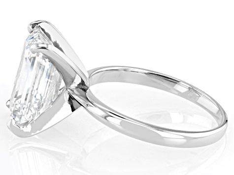 14k White Gold Emerald Cut White IGI Certified Lab-Grown Diamond Solitaire Ring 5.00ct F/VS1
