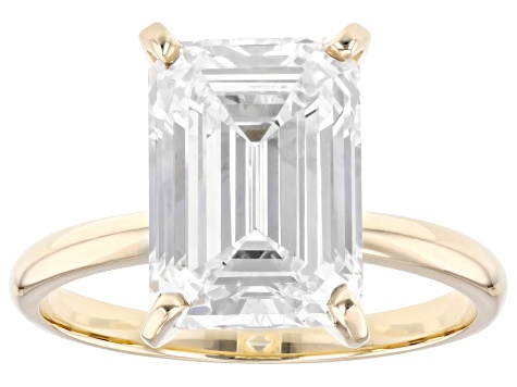 14k Yellow Gold Emerald Cut White IGI Certified Lab-Grown Diamond Solitaire Ring 5.00ct F/VS1