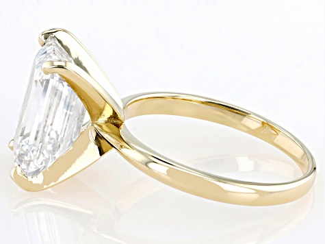 14k Yellow Gold Emerald Cut White IGI Certified Lab-Grown Diamond Solitaire Ring 5.00ct F/VS1
