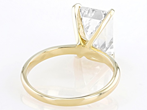 14k Yellow Gold Emerald Cut White IGI Certified Lab-Grown Diamond Solitaire Ring 5.00ct F/VS1