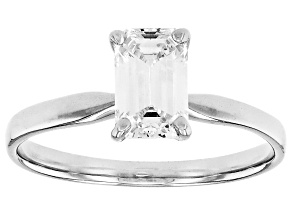 14k White Gold Emerald Cut White IGI Certified Lab-Grown Diamond Solitaire Ring 1.10ct F/VS1