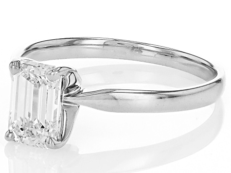 14k White Gold Emerald Cut White IGI Certified Lab-Grown Diamond Solitaire Ring 1.10ct F/VS1