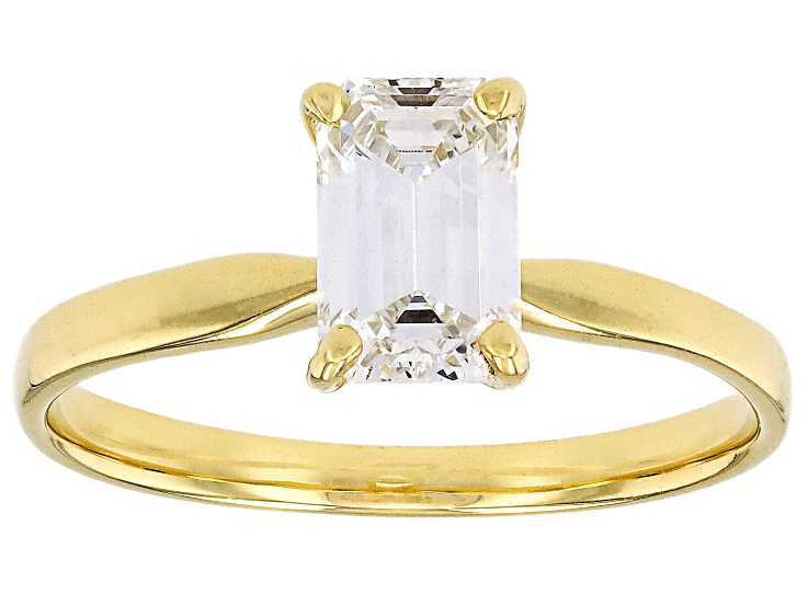 14k Yellow Gold Emerald Cut White IGI Certified Lab-Grown Diamond Solitaire Ring 1.10ct F/VS1