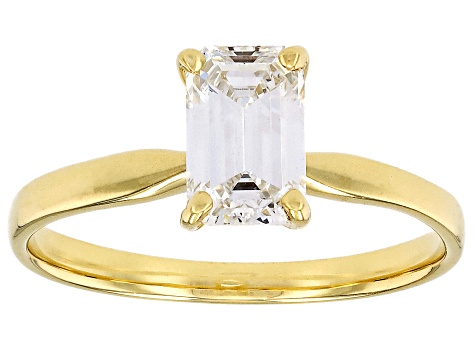 14k Yellow Gold Emerald Cut White IGI Certified Lab-Grown Diamond Solitaire Ring 1.10ct F/VS1