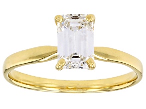 14k Yellow Gold Emerald Cut White IGI Certified Lab-Grown Diamond Solitaire Ring 1.10ct F/VS1