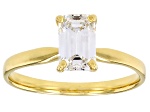 14k Yellow Gold Emerald Cut White IGI Certified Lab-Grown Diamond Solitaire Ring 1.10ct F/VS1