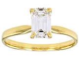 14k Yellow Gold Emerald Cut White IGI Certified Lab-Grown Diamond Solitaire Ring 1.10ct F/VS1
