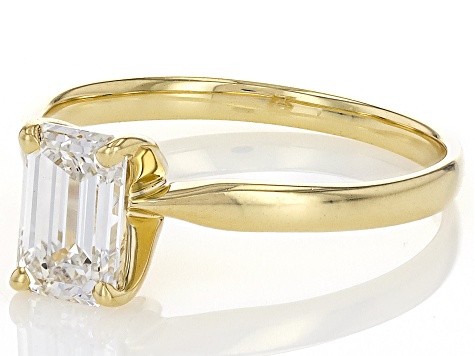14k Yellow Gold Emerald Cut White IGI Certified Lab-Grown Diamond Solitaire Ring 1.10ct F/VS1
