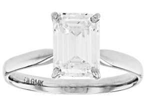 14k White Gold Emerald Cut White IGI Certified Lab-Grown Diamond Solitaire Ring 2.00ct F/VS1