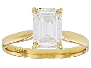 14k Yellow Gold Emerald Cut White IGI Certified Lab-Grown Diamond Solitaire Ring 2.00ct F/VS1