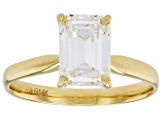 14k Yellow Gold Emerald Cut White IGI Certified Lab-Grown Diamond Solitaire Ring 2.00ct F/VS1