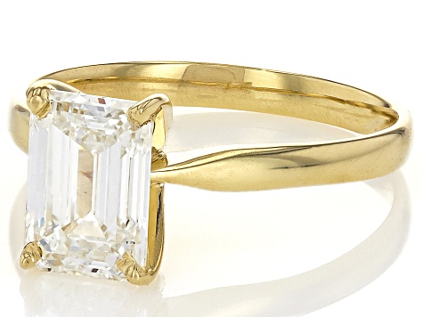 14k Yellow Gold Emerald Cut White IGI Certified Lab-Grown Diamond Solitaire Ring 2.00ct F/VS1