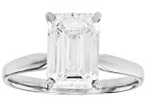 14k White Gold Emerald Cut White IGI Certified Lab-Grown Diamond Solitaire Ring 3.00ct F/VS1