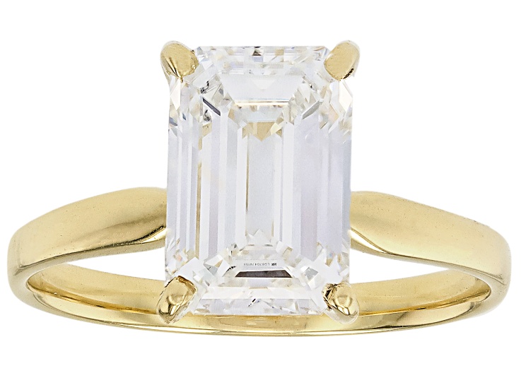 14k Yellow Gold Emerald Cut White IGI Certified Lab-Grown Diamond Solitaire Ring 3.00ct F/VS1