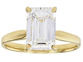 14k Yellow Gold Emerald Cut White IGI Certified Lab-Grown Diamond Solitaire Ring 3.00ct F/VS1
