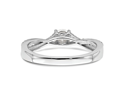 Rhodium Over 14K White Gold Polish Round Diamond Engagement Ring 0.63ctw