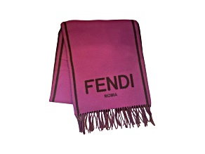 Fendi Roma Cashmere Scarf Purple Grey Logo