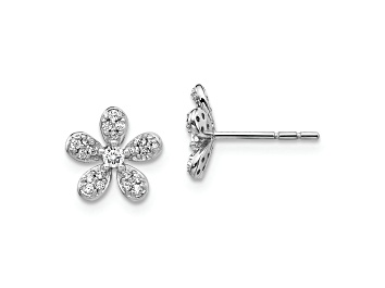 Picture of Rhodium Over 14k White Gold 9mm Diamond Stud Earrings