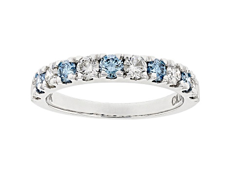 White And Blue Lab-Grown Diamond 14kt White Gold Ring 1.00ctw