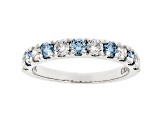 White And Blue Lab-Grown Diamond 14kt White Gold Ring 1.00ctw