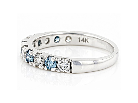 White And Blue Lab-Grown Diamond 14kt White Gold Ring 1.00ctw